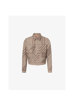 Mens Kenzo Trucker Diagonal-Striped Wool-Blend Jacket