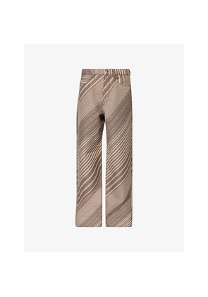 Mens Kenzo Striped Wide-Leg Wool-Blend Trousers