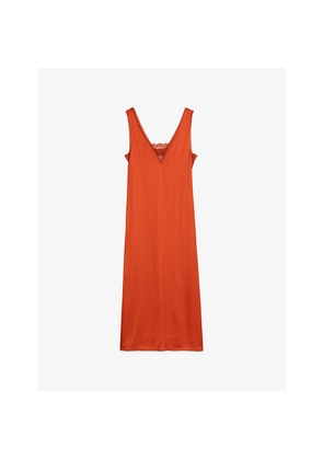 Womens Zadig&Voltaire Renzo V-Neck Satin Maxi Dress