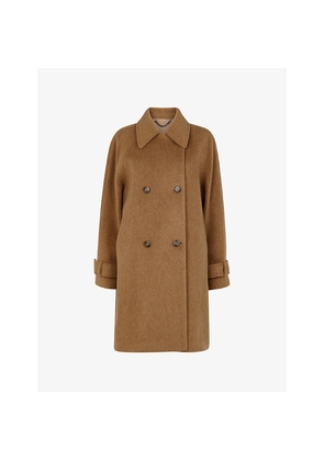 Womens Whistles Short Button-Embellished Wool Coat