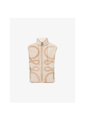 Mens Loewe Anagram-Print High-Neck Faux-Fur Vest