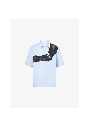 Mens Givenchy Surrealism-Print Short-Sleeves Cotton-Poplin Shirt