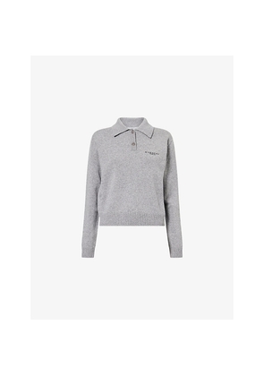 Womens Givenchy Logo-Embroidered Wool and Cashmere-Blend Polo Jumper