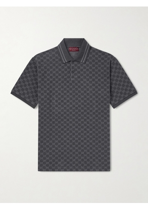 Gucci - Logo-Jacquard Cotton-Piqué Polo Shirt - Men - Gray - S