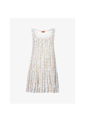 Womens Missoni Striped Sleeveless Metallic-Knit Mini Dress