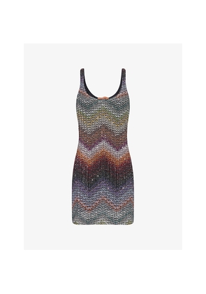 Womens Missoni Chevron Metallic-Knit Mini Dress
