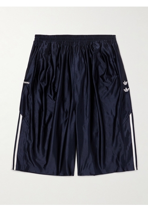 adidas Originals - Willy Chavarria Wide-Leg Logo-Embroidered Striped Recycled Satin-Jersey Shorts - Men - Blue - S