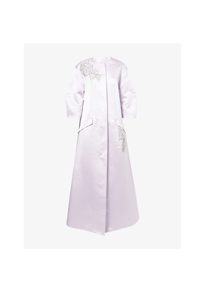 Womens Huishan Zhang Prudence Crystal-Embellished Satin Coat