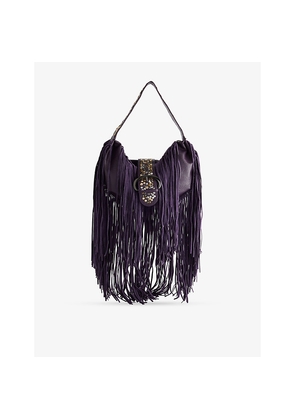 Womens Jaded London Amethyst Fringe Faux-Suede Shoulder Bag