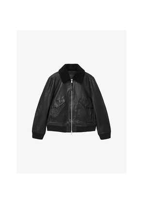 Mens Allsaints Vaucluse Shearling-Collar Leather Jacket