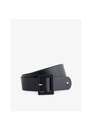 Womens Weekend Max Mara Logo-Hardware Square-Buckle Leather Belt