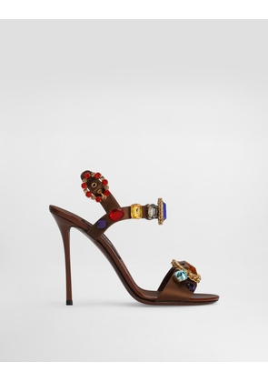 Dolce & Gabbana Satin And Patent Leather Keira 2.0 Sandals With Embellishments - Woman Sandals And Wedges Multicolor 38.5