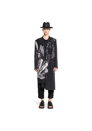Portrait Print Asymmetric Coat