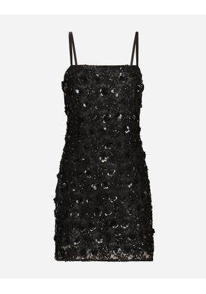 Dolce & Gabbana Short Dress With Sequin Embellishment - Woman Dresses Black 46