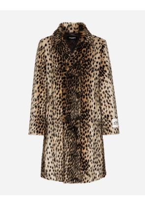 Dolce & Gabbana Lynx-effect Jacquard Faux Fur Coat - Man Coats And Jackets Multi-colored Faux Fur 44