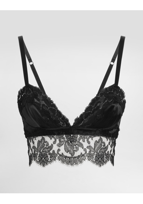 Dolce & Gabbana Satin And Lace Bralette Top - Woman Underwear Black 4