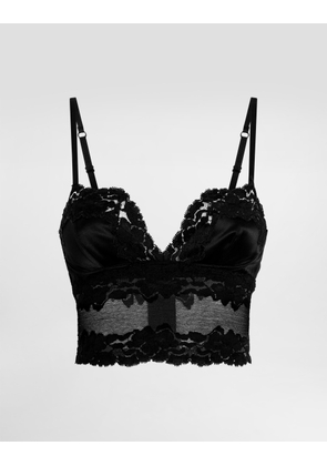 Dolce & Gabbana Lace And Satin Bra Top - Woman Underwear Black 1