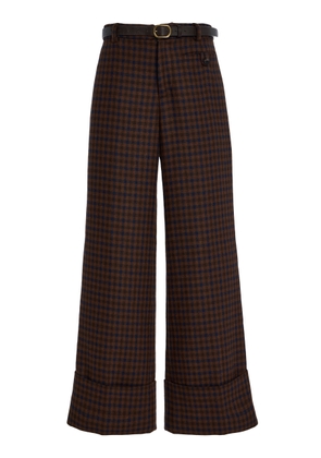 Sea Beatrice Checked Wool Wide-Leg Pants - Moda Operandi