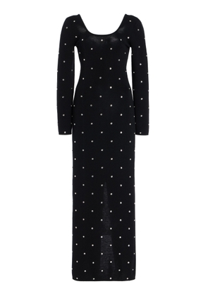 Versace Crystal-Embellished Knit Wool Midi Dress - Moda Operandi