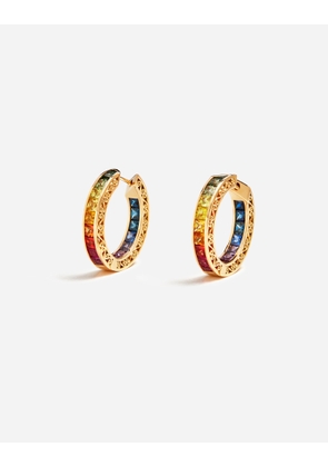 Dolce & Gabbana Rainbow Earrings 18 Carat Yellow Gold And Multicolored Sapphires - Woman Earrings Gold Gold Onesize
