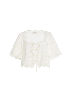 Sea Babette Eyelet Cotton Tie-Front Top - Moda Operandi