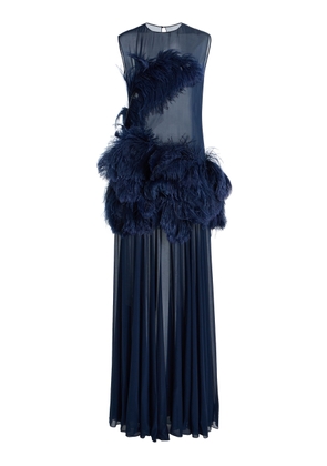 FFORME Hana Feather-Embroidered Chiffon Maxi Dress - Moda Operandi