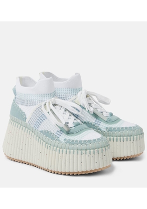 Chloe Nama 80 suede-trimmed wedge sneakers