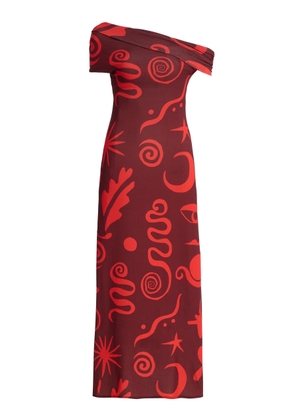 Cala de la Cruz Debora Off-The-Shoulder Printed Jersey Maxi Dress - Moda Operandi