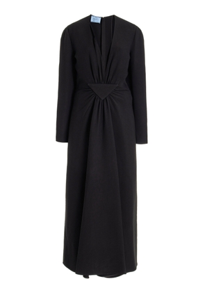Prada Long Deep V-Neck Cady Maxi Dress - Moda Operandi