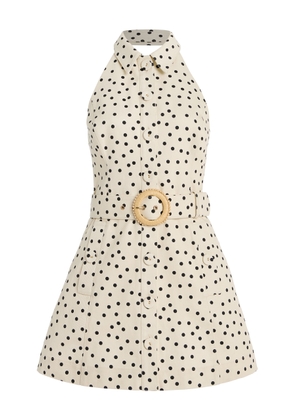 Cara Cara Parker Polka-Dot Cotton Mini Halter Shirt Dress - Moda Operandi