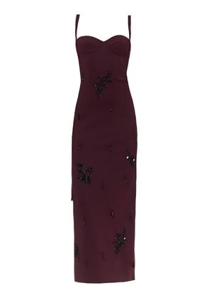 DES_PHEMMES Bustier Midi Dress With Crystals Embroidery - Moda Operandi