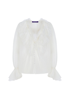 Ralph Lauren Kensley Ruffled Cotton-Silk Top - Moda Operandi