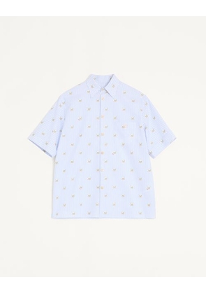 Valentino Valentino Cotton Oxford Shirt with Le Chat De La Maison Print Man AZURE/WHITE 38