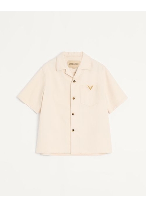 Valentino Valentino Denim Bowling Shirt with VGold Man IVORY 44