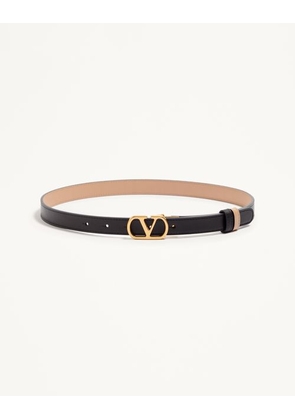 Valentino Garavani VLogo Signature Reversible Shiny Calfskin Belt - 20mm / 1.2 In. Woman BLACK/PINK 065
