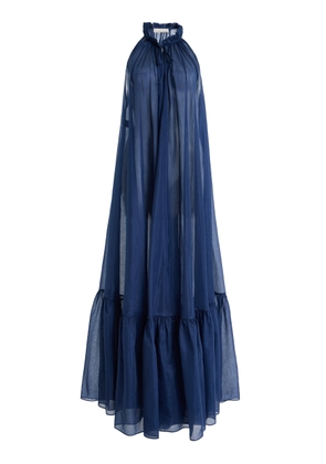 Moré Noir Blanche Cotton-Silk Voile Dress - Moda Operandi