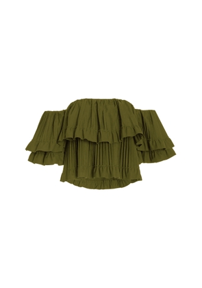 Brandon Maxwell Exclusive Pleated Poplin Cropped Top - Moda Operandi