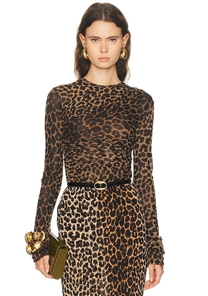Saint Laurent Long Sleeve Top in Leopard - Brown. Size S (also in ).