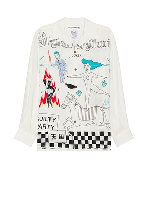 WACKO MARIA Hawaiian Long Sleeve Shirt in White - Multi. Size XS (also in ).