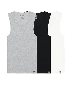 WAO The Fitted Tank 3 Pack in bwg multi pack - Grey. Size L (also in ).