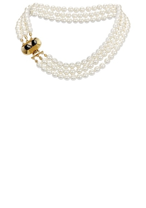Valentino Garavani Perla Barocca Necklace in Oro  Nero  Crystal  & Cream - Ivory. Size all.