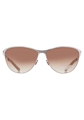 Mykita NO1 SUN-LAETITIA-SHINNY SILVER Brown Gradient Oval Unisex Sunglasses NO1 SUN-LAETITIA 051 57