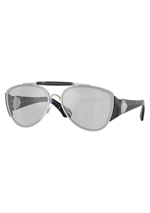 Burberry Light Grey Tampo Silver Pilot Unisex Sunglasses BE3161 100569 60