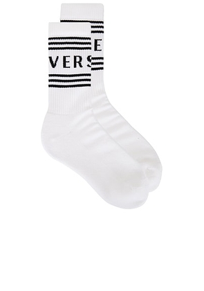 VERSACE Athletic Socks in White & Black - White. Size L (also in M, S).