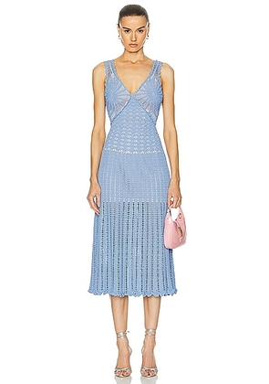 AKNVAS Guinevere Crochet Midi Dress in Blue - Blue. Size M (also in ).