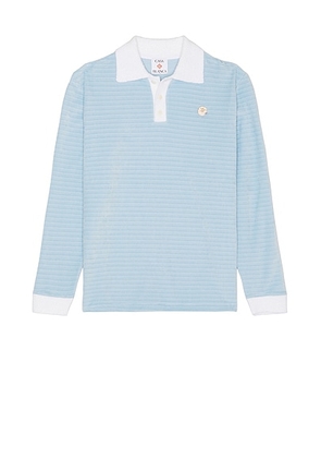 Casablanca Long Sleeve Velour Polo in Blue - Baby Blue. Size M (also in ).