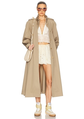 Chloe High Neck Long Trench in Soften Brown - Brown. Size 36 (also in ).