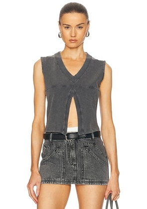 Alexander Wang V-Neck Tank Top in Faded Black - Black. Size XS (also in M).