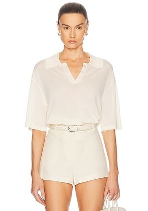 EAVES Kaysa Blouson Polo in Ivory - Ivory. Size L (also in ).