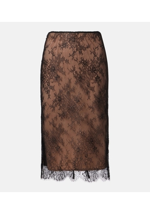 Self-Portrait Floral lace midi skirt